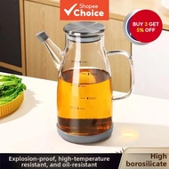 Household glass transparent high-boron-silicon thickened spouted soy sauce and vinegar storage bottl