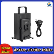Andoer V Lock Battery Charger Dual Channel V-Mount Battery Charger Fast Charging for 14.4V/14.8V V-M