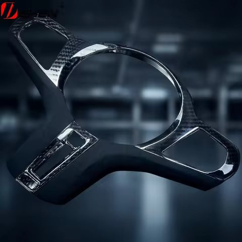 Carbon Fiber Car Steering Wheel Panel Decoration Cover Trim For BMW Leather M2 M3 M4 M5 X3M X4M X5M 
