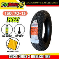 CORSA TIRE [ 130/70-13 ] CROSS S TUBELESS TIRE with FREE TIRE SEALANT, TIRE VALVE, MICROFIBER CLOTH