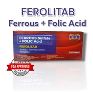 FEROLITAB Ferrous Sulfate + Folic Acid 300mg Tablet