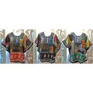 Kaftan Pendek Short Butterfly Embroidery Batik Sulam - Ponco Batik - Batwing - Free size - Cotton Ra