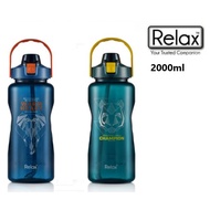 2.0 LITRE Relax Tritan BPA FREE Large Push  Button Lid With Straw Water Bottle#2000ml