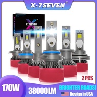 X-7SEVENUSA Aurora Pro 170W 38000LM 6500K LED Headlight Bulb For Car H4 H11 9005 9006 H7 H1 HB3 9012