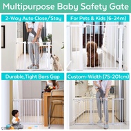 Auto Close Safety Baby Gate - Infant Kids Child Dog Cat Pet Guard Gates - Dual Lock 2 Way Auto Close Steel Barrier Fence