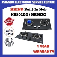 Khind 2 Burners Built-In Hob HB802G2 / HB902G Gas Cooker,Hobs,Dapur Gas,煤气灶,煤气炉 Tempered Glass Top ,