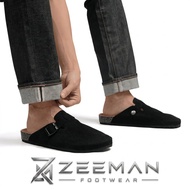 Zeeman Men's Black Suede Boston Style Clog Sandals with Soft & Comfortable Soles