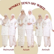 Baju Kurung Songket Tenun Cotton Off-White | Pahang | Kedah | Moden