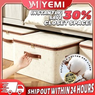 15L-56L Clothes Storage Box Foldable Fabric Clothes Organizer Kotak Baju Zipper Clothes Storage Bin 
