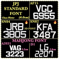 JPJ STANDARD FONT / MAH JONG FONT Motorcycle Use (Font Only/Huruf Sahaja)