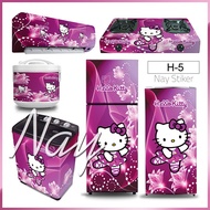 MESIN Sticker 1 &amp; 2-door Refrigerator, Stove, Washing Machine, Hello Kitty Dispenser Wallpaper