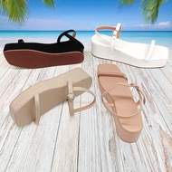 R&A833 2-Inch Single Tone Buckle Ankle Strap Minimalist Platform Slides (Standard Fit)