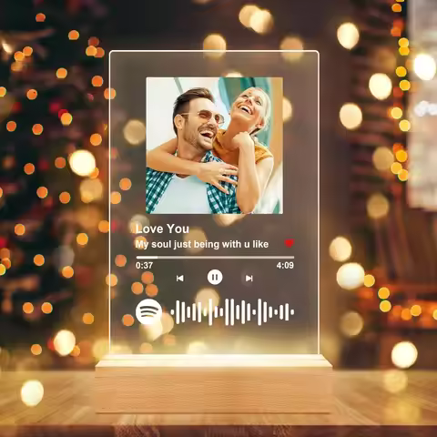 Custom Spotify Song Plaque Personalized Acrylic Plaque with Night Light Customized Spotify Photo Fra