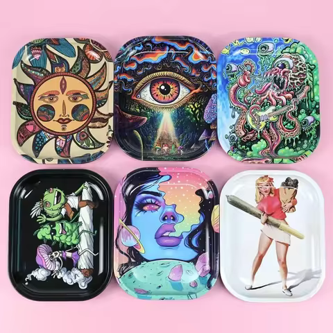 Cartoon Rolling Tray18*14CM Cigarette Metal Rolling Tray Tinplate Storage Container Tobacco Herb Smo