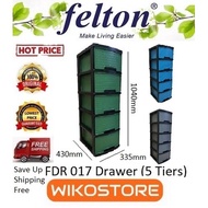 Limited Crazy Sales 🔥🔥🔥 [ Wikostore website RM11.40 Shipping Only ]  Felton FDR017(L) / FDR488(S) Durable 5 Tiers Drawer