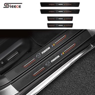 Sieece 4PCS Car Door Sill Protector Carbon Fiber Auto Threshold Strips Sticker Anti Scratch Car Sticker Car Accessories For Mazda 3 323 CX8 CX9 CX7 MX5 BT50 Mazda 6 2 5 CX3 CX5 RX8 RX7 CX30