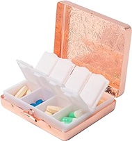 Fashion Elegant Medicine Portable Double Protection Switch Metal Travel Pill Box (7 Days) /8 Compartment (786822, Pink)