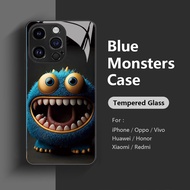 Trendy Anime Monster Case OPPO A78 Reno 8T 8Z 7Z 6Z 5Z 2Z 2F 9 8 7 6 5 7SE 4SE 10 Pro+ Pro Plus Tempered Class Case A93S A53 2022 A11S A11X A9 A5 2020 A9X K9 K9s F11 R17 Cover