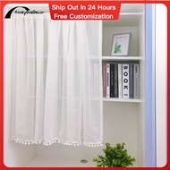 AnneyOneDecor Solid White Short Kitchen Curtain Modern Kids Curtain Pelmet Curtain Header Kitchen Rod Pocket Curtain Modern Window Curtain