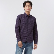 ESP เสื้อเชิ้ตพิมพ์ลาย ผู้ชาย สีน้ำเงินเข้ม | Graphic Shirt | 03401