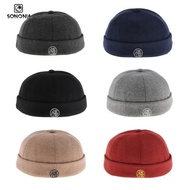 [SONONIA] Mens Retro Wool Docker Cap Hat Leon Beanie Cap Adjustable Fisherman Workmen Hat