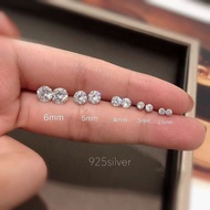 S925 Sterling Silver Super Flashing One Diamond Small Earrings Men Women Zircon Simple Exquisite Ear