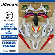 YAMAHA X-max Xmax 250/300 Year 2021 Gundam Series (4) White RAPIDO Coverset Body Cover Sticker Tanam Stripe Tanam