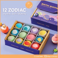 [ChicLady] Kids Bath Bomb Gift Set with Toy 12pcsx60g Gift Box Bubble Bath Bath Ball for Vacation Bathtub