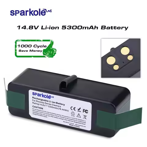 Sparkole 5.3 Ah 14.8V Li-ion Battery With Brand Cells for iRobot Roomba 500 600 700 800 Series 560 6
