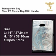 Transparent Plastic Bag 11x15inch 100pcs Clear PP Plastic Shopping Bag With Handle