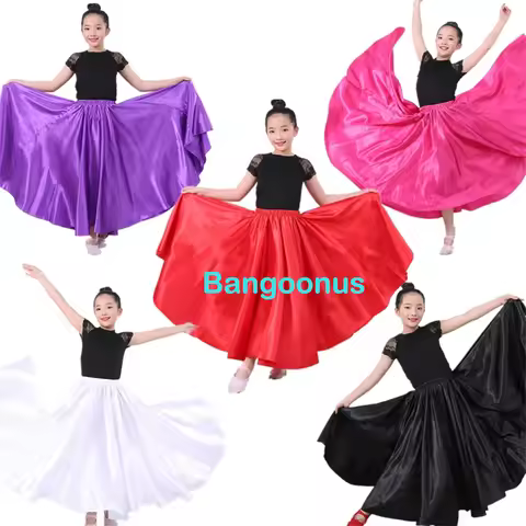 New Girls Flamenco Skirt Spanish Dance Dress Practice Competition Stage Chorus Performance Costuems 
