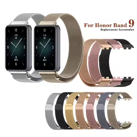 Stainless Steel Strap For Honor Band 9 Milanese Loop Bracelet Correa Magnetic Strap
