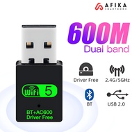 Mini USB WiFi Bluetooth 2in1 Dongle Dual Band 802.11AC 600Mbps