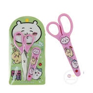 韓國進口 Chiikawa 吉伊卡哇 兒童剪刀鉸剪 連剪刀鉸剪套 圓邊 文具 (Hachiware Shiro Usagi) 平行進口 PINK