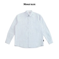 MONAT BLUE Oxford Shirt Gray - unisex long-sleeved striped Oxford fabric Shirt