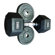 33.75 LBS ( 15 KGS x 1 pes ) HEX DUMBBELL WITH FREE 5lbs x2pes dumbell/barbell plates.