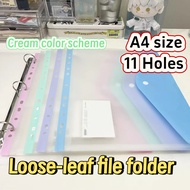 A4F4 PP File Pouch with Velcro Closure 11 Hole Sheet Protector for 2D/3D/4D Ring Binder Document Org