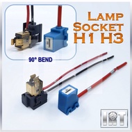 H1 H3 90° Bend Bulb Socket Ceramic Foglamp Lampu Light Soket Kereta Connector Wire Wiring Proton Per