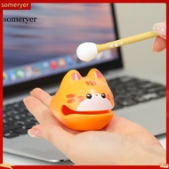 someryer|  Wooden Fish with Mallet Wooden Fish Knocking Toy Handcrafted Wooden Fish Drum Toy for Str