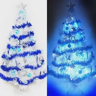 【摩達客】台灣製15尺/15呎(450cm)特級白色松針葉聖誕樹 (藍銀色系)+100燈LED燈9串(附控制器跳機)本島免運費