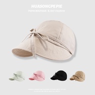 Summer Cotton Quick-Drying Bow Sun Hat Bucket Hat Sun Hat Uv Women Fisherman Hat Uv Cap Summer Beach Hat For Women