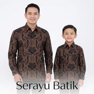 HIJAU KEMEJA KATUN Dhwani Black Batik Couple Father and Son Premium Solo Cotton Long Sleeve Couple S