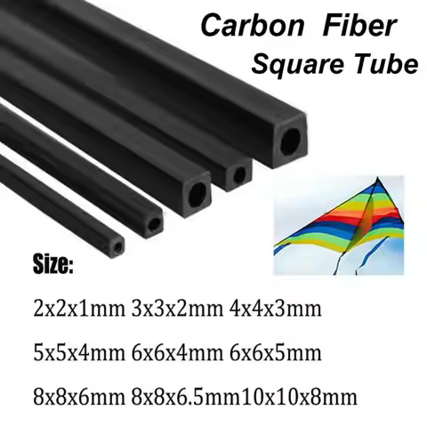 1/2/3pcs Carbon Fiber Square Tube 2mm 3mm 4mm 5mm 6mm 8mm 10mm OD x 500mm Lightweight High-Strength 