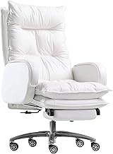 Home Office Chairs Desk Chair Ergonomic Video Game Chairs Comfortable Leather Reclining with Footstool Adjustable Height Swivel Boss Chair (Color : Gray) (White) (White) interesting