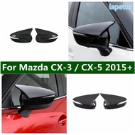 Rearview Mirror Ox Horn Blade Decor Cover Trim Fit For Mazda CX-3 2015 - 2018 / CX-5 2015 2016 Carbo