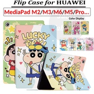 For Huawei MediaPad M6 M5 10 Pro Lite M3 M2 8 8.4 10.1 10.8 inches Lucky Crayon Child Cute Flip Case