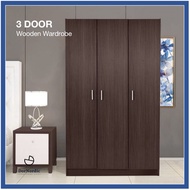DorNordic 3 Door Wardrobe Wooden | 3 Pintu Almari Baju | 2 Door Wardrobes