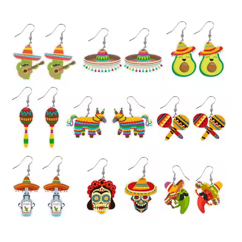 Mexico Fiesta Avocado cactus Embellished Sombrero Hat Pinata Margarita tequila drink Taco Chili Pepp