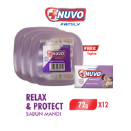 [Paket isi 3] NUVO Family Sabun Mandi Batang Relax & Protect 72gr x4 Free Toples
