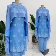 [Warna Baby Blue]  Baju Kurung Moden Songket Printed Normala